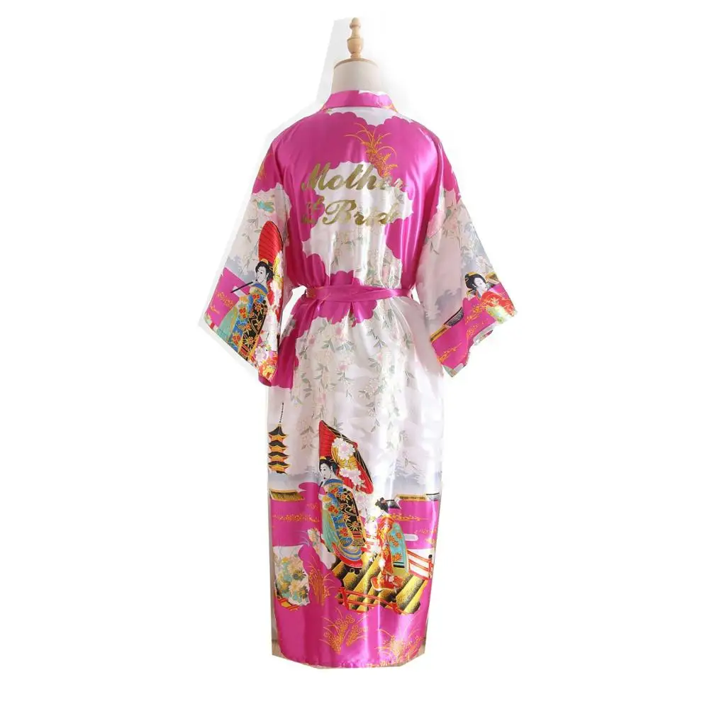 Новинка, женские шелковые атласные халаты для невесты, халат для матери невесты, халат для невесты, халат с цветочным рисунком, кимоно, Халат - Цвет: 002
