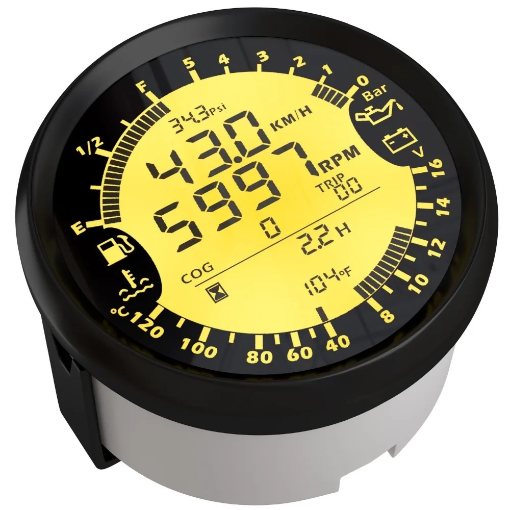 US $104.99 Universal 85mm 6 In 1 MultiFunctional Auto Gauges Gps Speedometer Tachometer Fuel Level Water Voltmeter Temp Oil Pressure 5bar