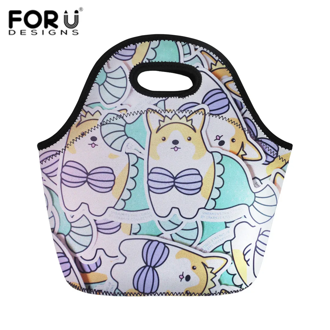 R1245Z20 FORUDESIGNS/Детская коробка для завтрака для маленьких девочек, цветочный принт собак, пищевая сумка для фруктов, женская сумка, Термоизолированный сумки для обеда пикника - Цвет: R1245Z20