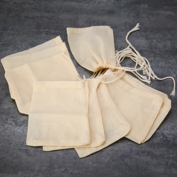 

10pcs Cotton Teabags Strainer Tea Bags With String For Spice Food Separate Filter Bag 8 x 10cm