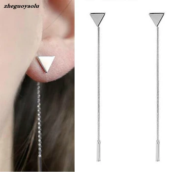 Fashion Triangle Earrings Tassel Chain Earrings Anti-allergic Word Earrings For Women Long Earrings Boucle D'oreille Femme 2017