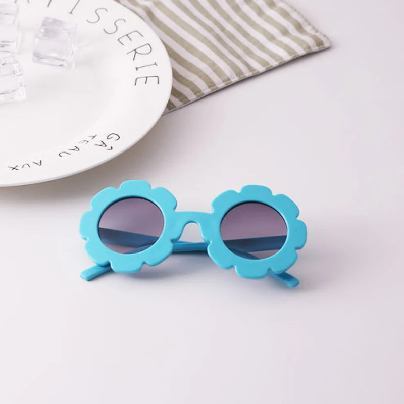 Iboode детские солнцезащитные очки с цветами для мальчиков и девочек, милые Мультяшные винтажные детские модные очки с защитой от ультрафиолета, вечерние очки для путешествий - Цвет линз: Синий