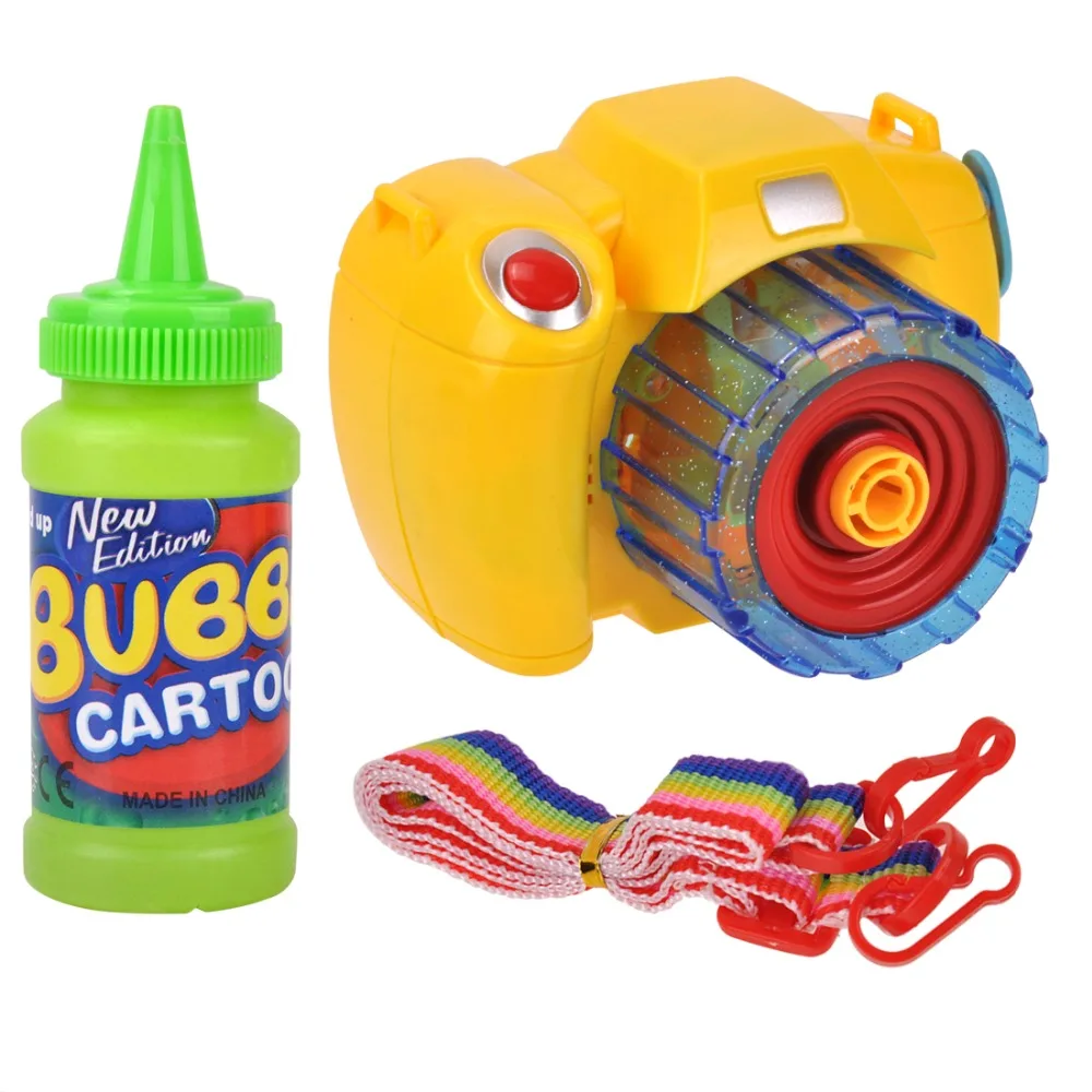 Children Cartoon Electric Bubble Camera With Light Music Blowing Bubble