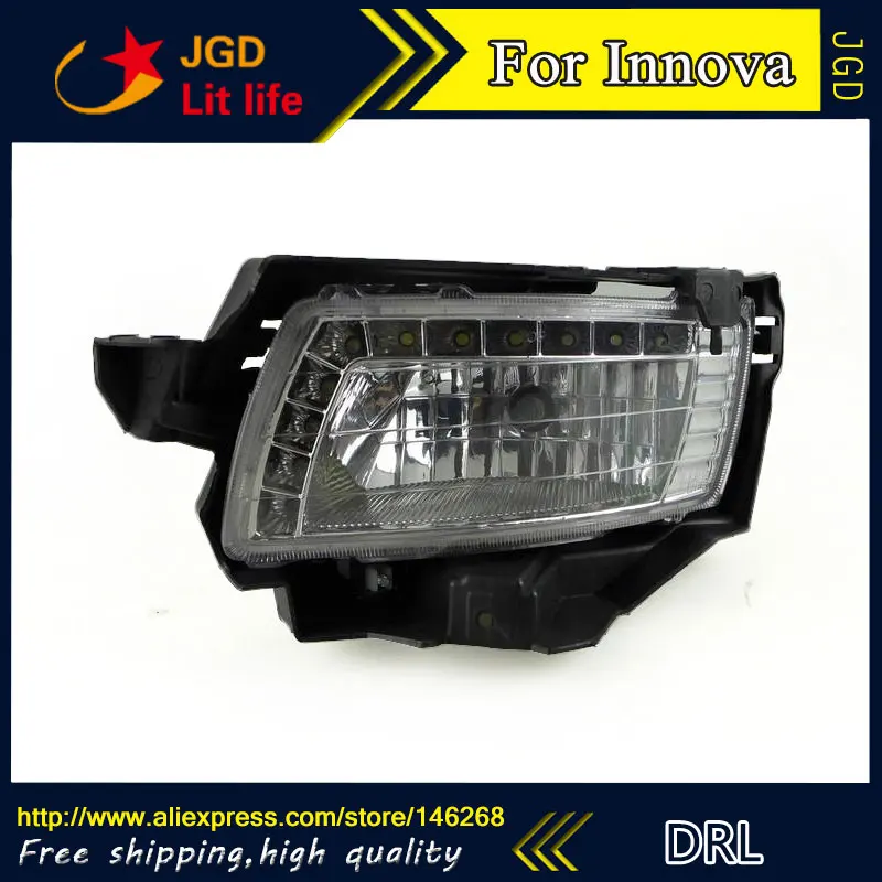  Free shipping  12V 6000k LED DRL Daytime running light for Toyota INNOVA 2009 2010 fog lamp frame F