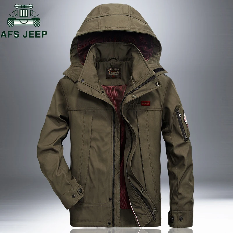 

AFS JEEP Windproof Waterproof Military Jacket Coat 2018 Casual Hooded Spring Autumn Jackets Mens Plus Size 4XL Windbreaker Coat