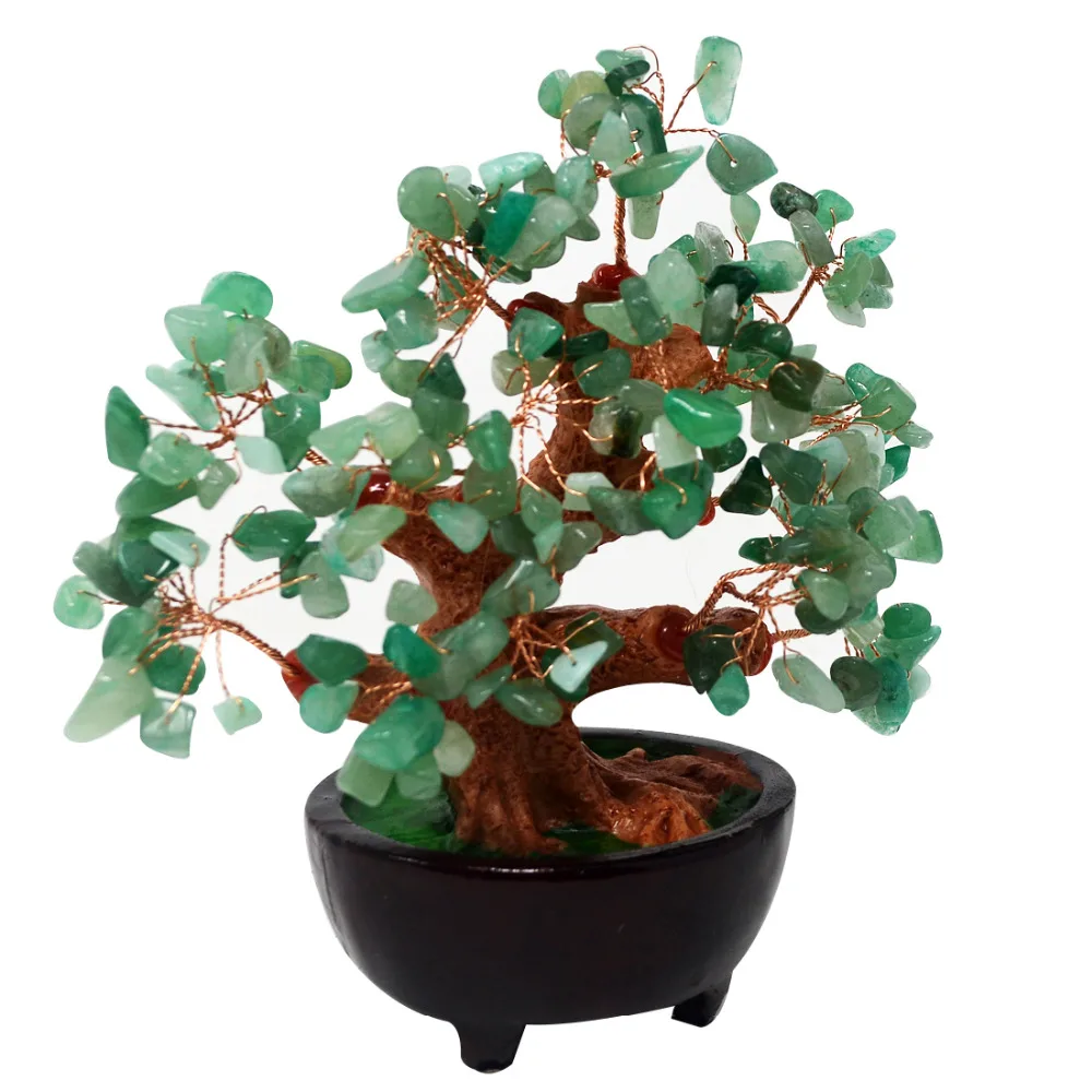 

eng Shui Natural Green Quartz Crystal Money Tree Bonsai Style Decoration for Wealth and Luck HN130