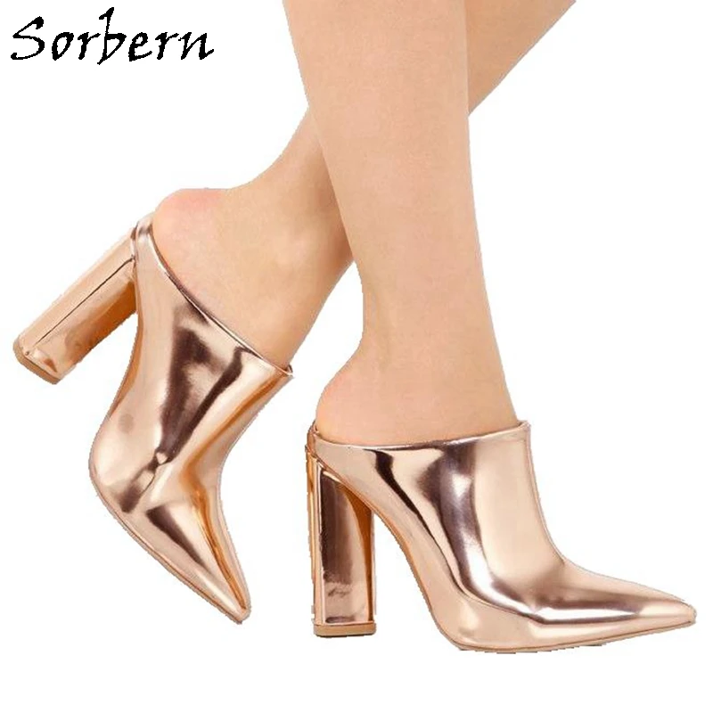 

Sorbern Women Patent Leather Slippers Plus Size Slippers For Women Pointed Toe Custom Color Home Slippers Fashion Slippers