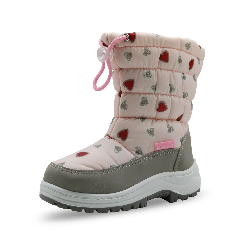 Mudipanda Girls Pink Snow Boots winter female snow boot for children love design non slip warm