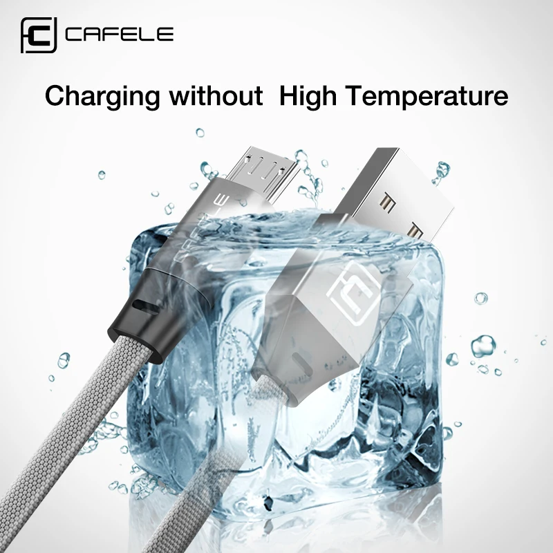 CAFELE Cable Micro USB Cable de carga USB para Xiaomi Samsung Huawei Android teléfonos Durable Data Sync 5 V 2.1A 30 /120/180 cm