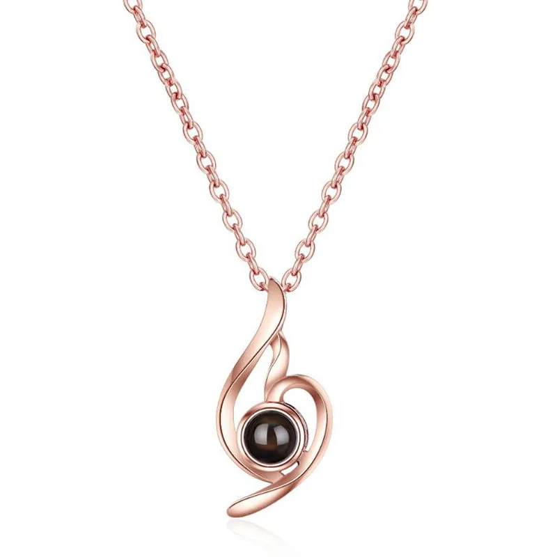

Latest 925 Silver Necklaces For Women Jewelry Crystal I Love You In 100 Languages Projection Necklace Lady Valentine's Day Gifts