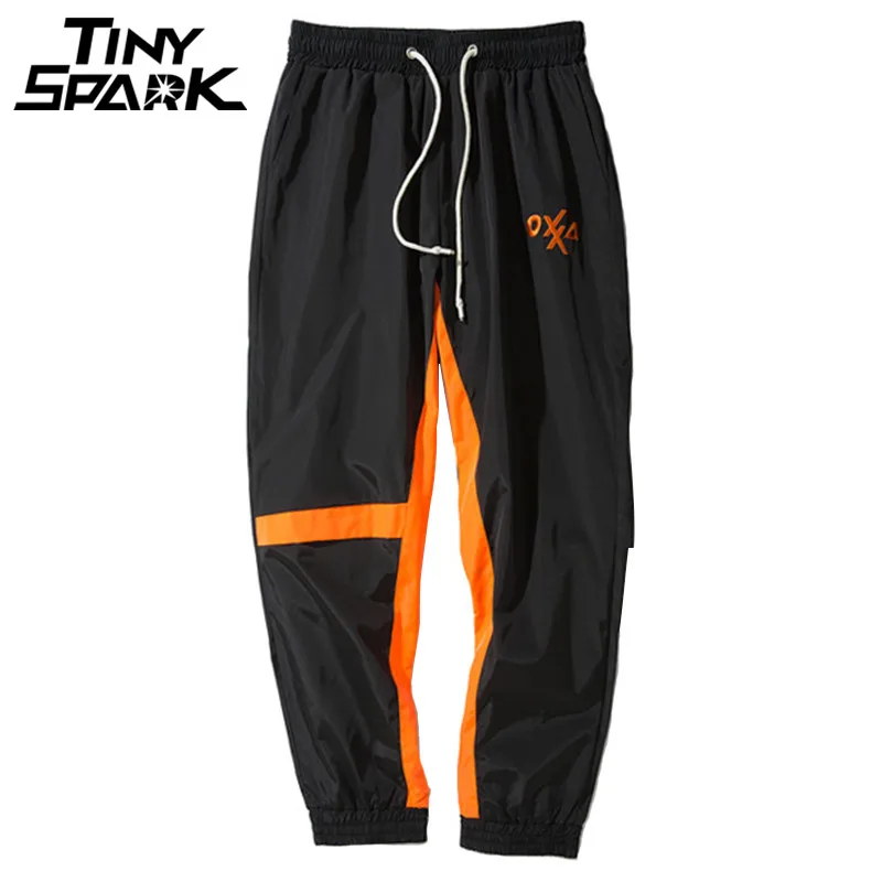 Харадзюку мужские повседневные штаны для бега, спортивные штаны, модные оранжевые штаны в полоску, штаны в стиле хип-хоп, уличная одежда, спортивные штаны, новинка, осень
