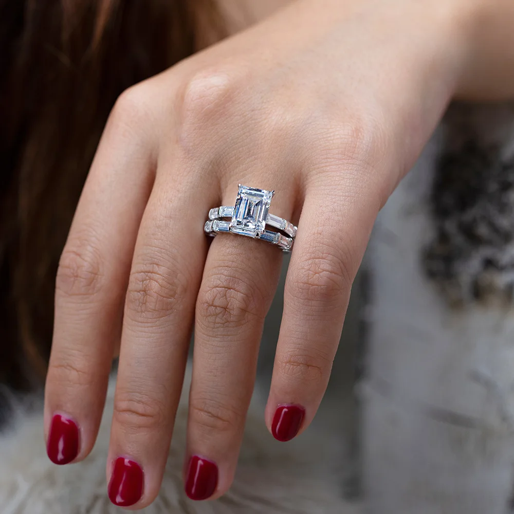 Очаровательное обручальное кольцо набор для женщин Роскошные S925 Серебряные Ювелирные изделия 5 цветов очаровательные кольца на палец бренд bague femme