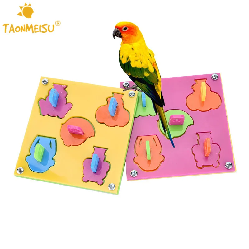 TAONMEISU Wooden Pet Birds Puzzle Training Toys Colorful Parrot Macaw