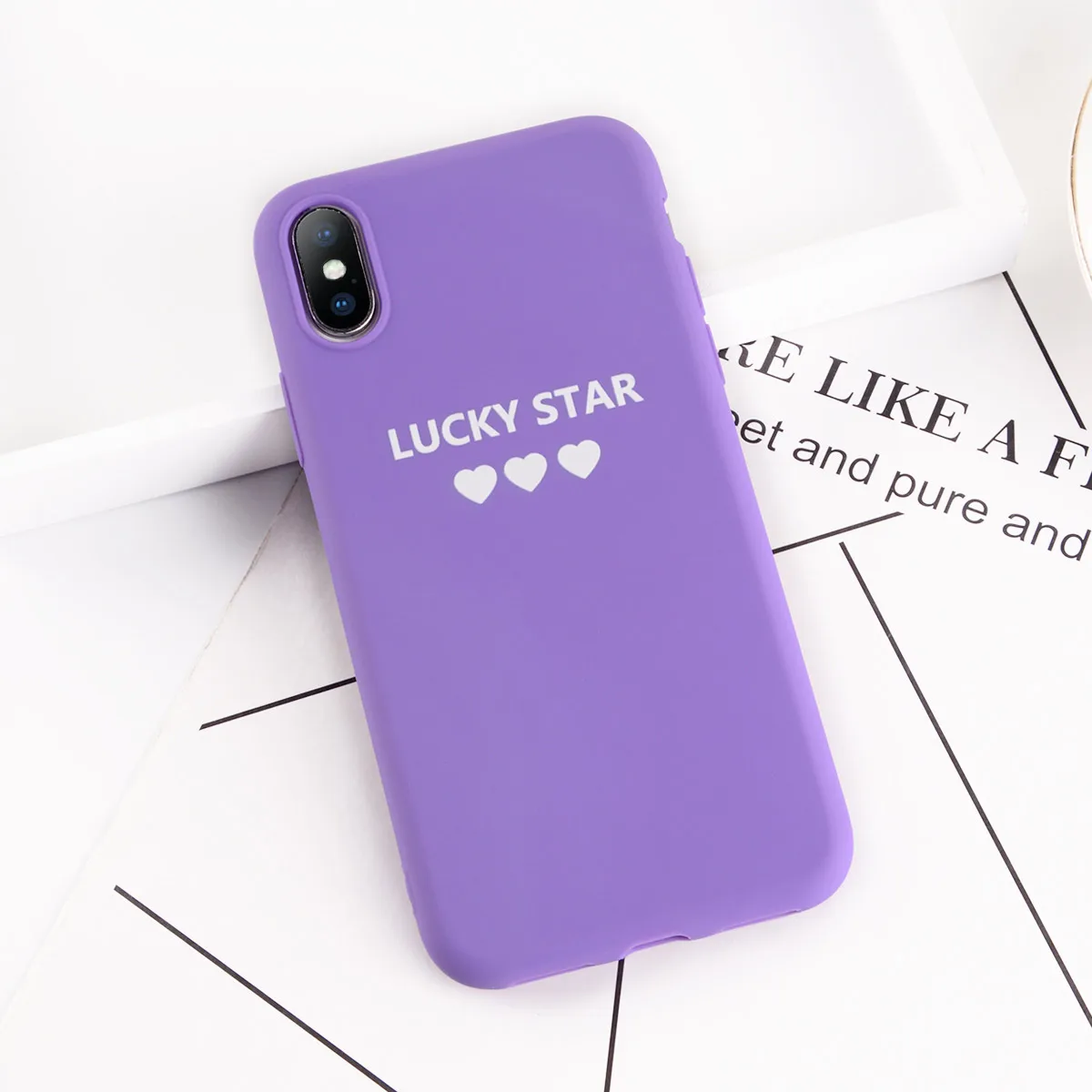 Lovebay фиолетовый чехол для телефона для Iphone XS Max XR X 7 6 6S 8 Plus Love Heart shape Lucky с принтом мягкий чехол-накладка - Цвет: 1538