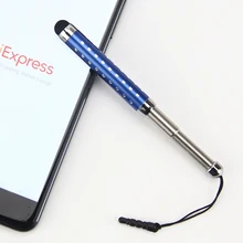 1000 шт гибкий Алмазный кристаллический стилус емкостная сенсорная ручка для Iphone/Ipad mini Air samsung Note Выдвижная с заглушкой от пыли