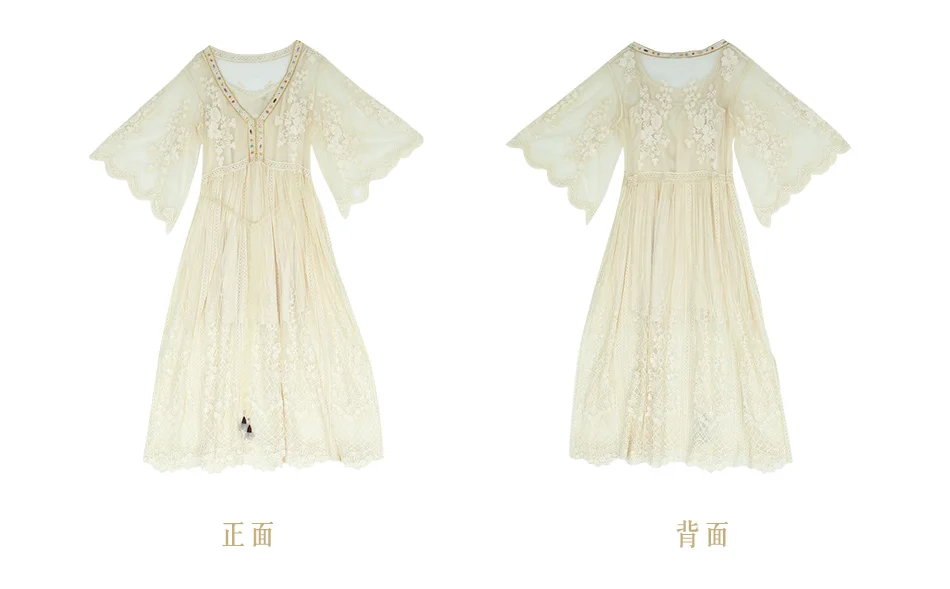 Летнее женское винтажное элегантное Сетчатое платье Mori для девочек, женское ретро платье ручной работы с бисером, изысканная вышивка, кружевное длинное платье, сексуальное платье