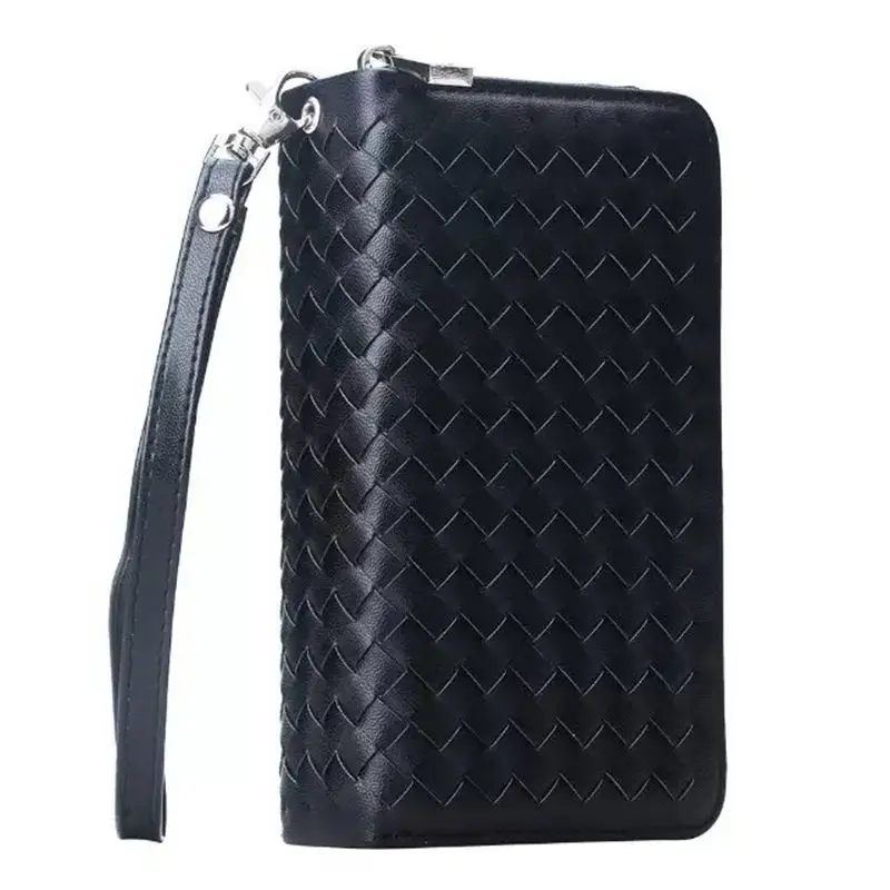 

Braid Leather Zipper Wallet Case For Iphone 6S Plus Lanyards Bag Pouch Flip+Detachable Back Cover Case For Iphone 6 Plus 5.5Inch