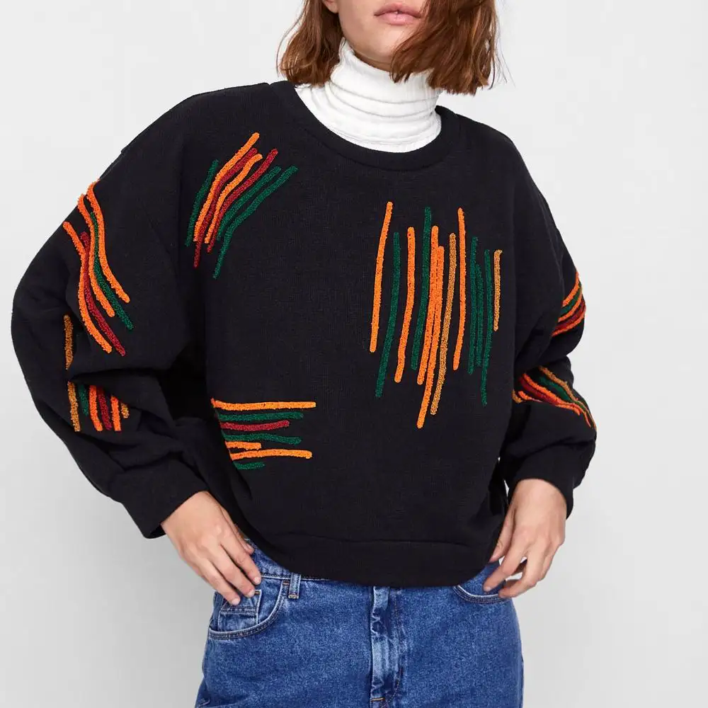 2018 Za autumn Women causal embroideried cotton Pullovers