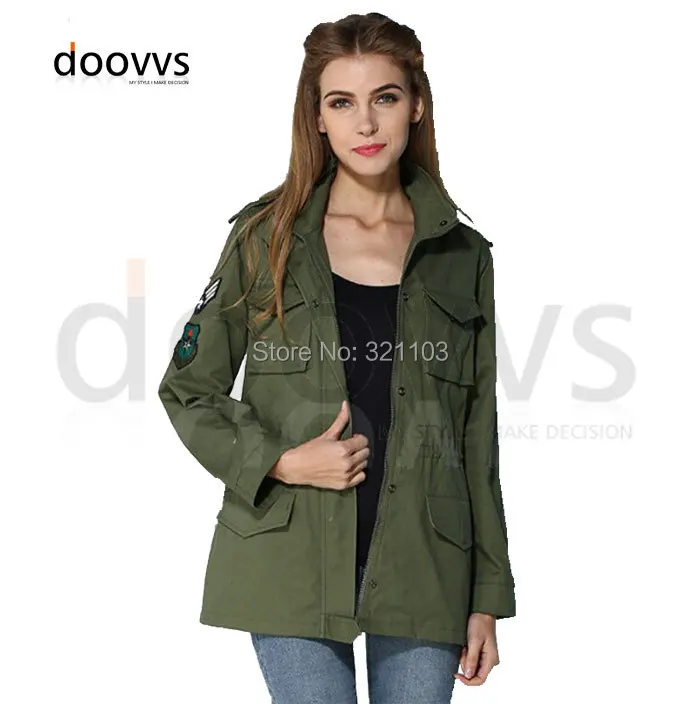 Fashion slim army green jacket,short style and long style with cap
