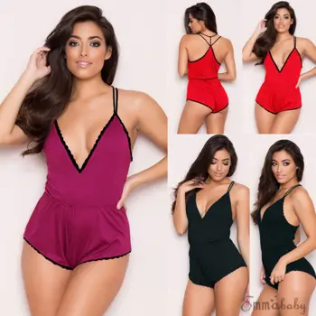 

1 Pc Women Sexy-Lingerie Sleepwear Stretch Cotton Babydoll Lace Pajamas Robe