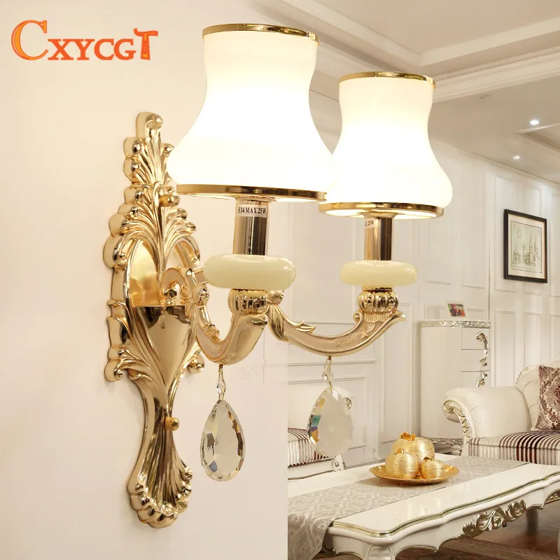 

European wall lamp living room TV background wall lamp corridor aisle zinc alloy wall lamp bedroom bedside crystal wall lamp