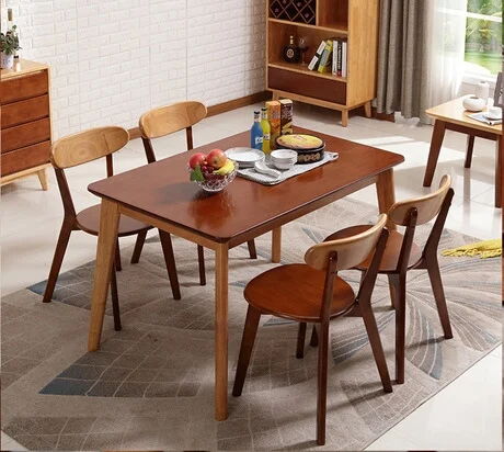 Комплект для обеденного стола, набор для столовой, мебель для дома, цельный обеденный стол из цельного дерева+ комплекты стульев из 4 предметов, кухонная подставка 150*0*75 см