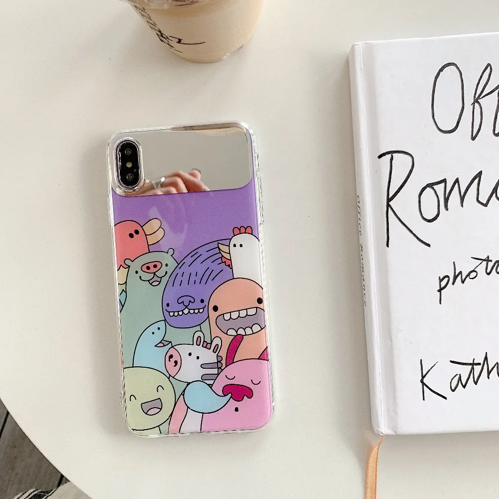 

silicone personality drop case for iphone 6 7 8 Plus X XR XS MAX phone case Cartoon animal pattern phone case Super cute fashion