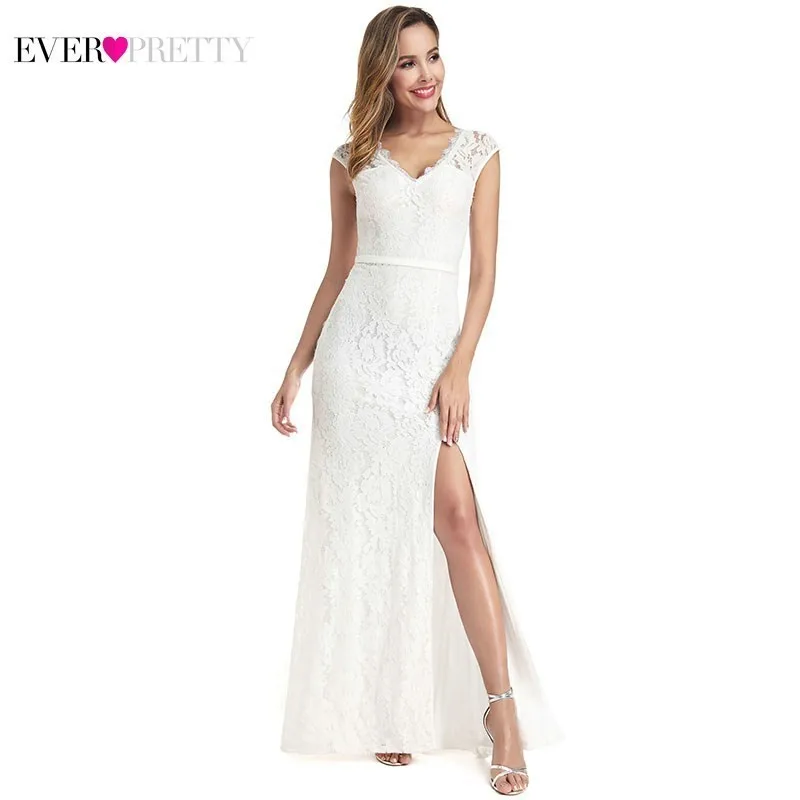 

Vestidos De Novia Ever Pretty Wedding Dresses Side Split Zipper V-Neck Sexy Lace Formal Bride Gowns Little Mermaid Dresses 2019