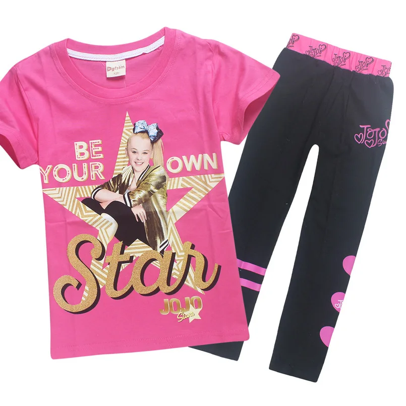 

New 2018 Jojo Siwa Baby girls Sets Summer girls Sets Clothes T shirt+short Pants cotton sports Letter printed Set Children Suit