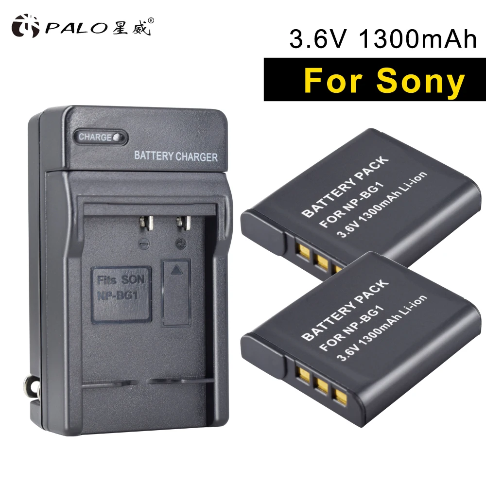 

PALO 2pcs NP-BG1 digital camera battery+charger NPBG1 high-capacity for SONY DSC-N1/2 DSC-W DSC-H3/7/9/10/20/50/70 T20/100 WX10