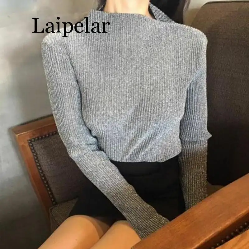 

Laipelar new women tops Long Sleeve Show Thin Shiny Glitter Bling Joker Pleated Metal Base T Shirt Woman