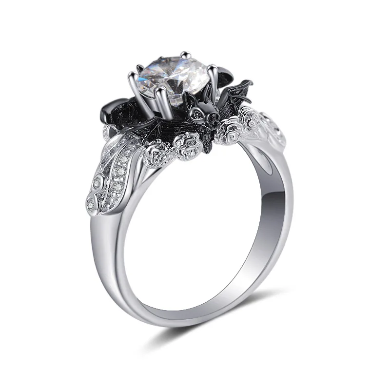 

Silver Color Women Rings With Shiny Red Blue Zirconia Black Bat Animal Ring X-Jue 2019 Hot Sale Punk Style Jewelry Party Gifts