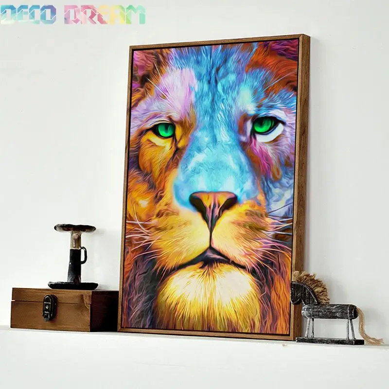 

Diy Diamond Painting A Colour Lion Head Diamond Embroidery European And American Style Decoration For Home Hobby Gift For Family