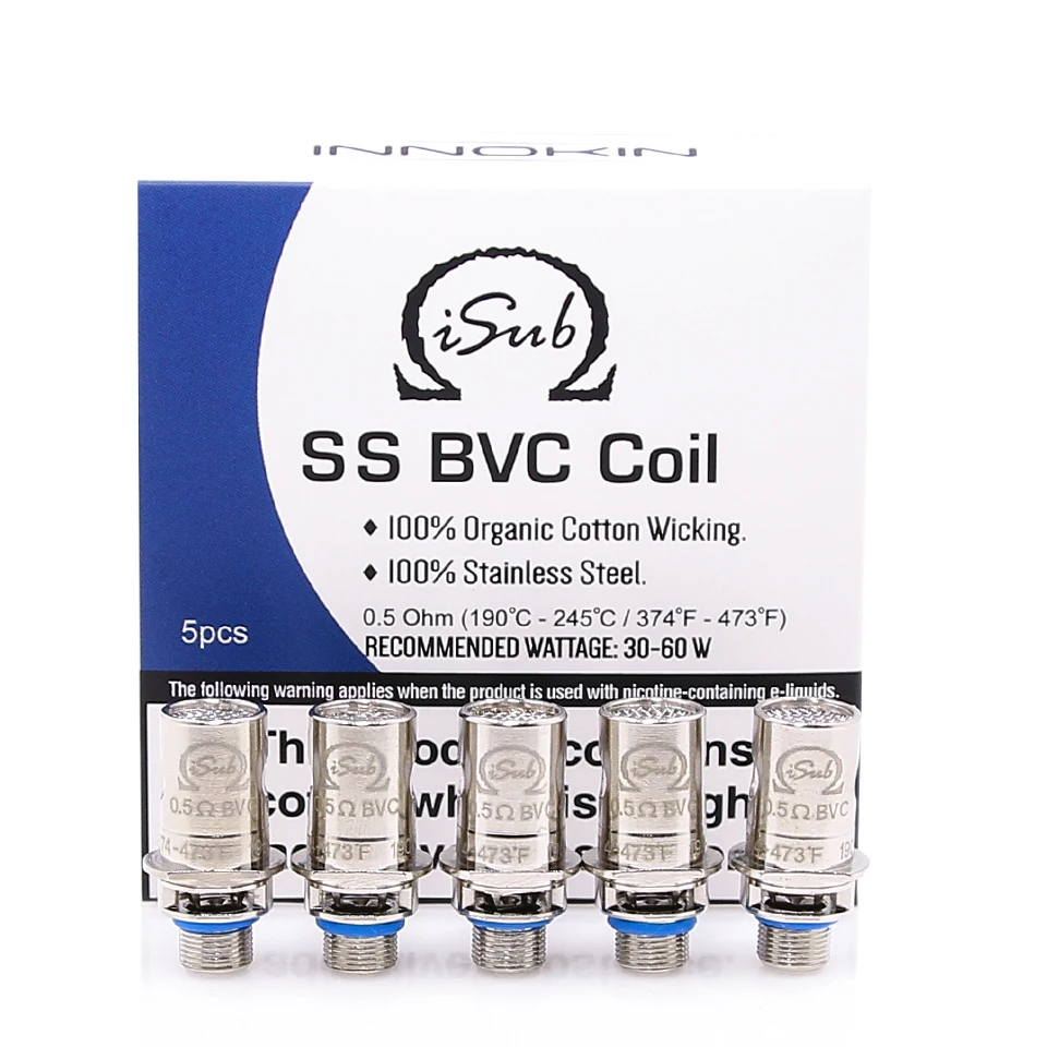

5pcs Original Innokin iSub SS BVC Coil Organic Cotton electronic cigarette core replacement vape tank atomizer SS BVC Coil