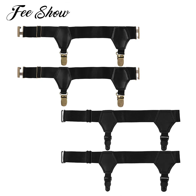 Fashion Mens Sock Garter Double Clip Adjustable Elastic Leg Harness