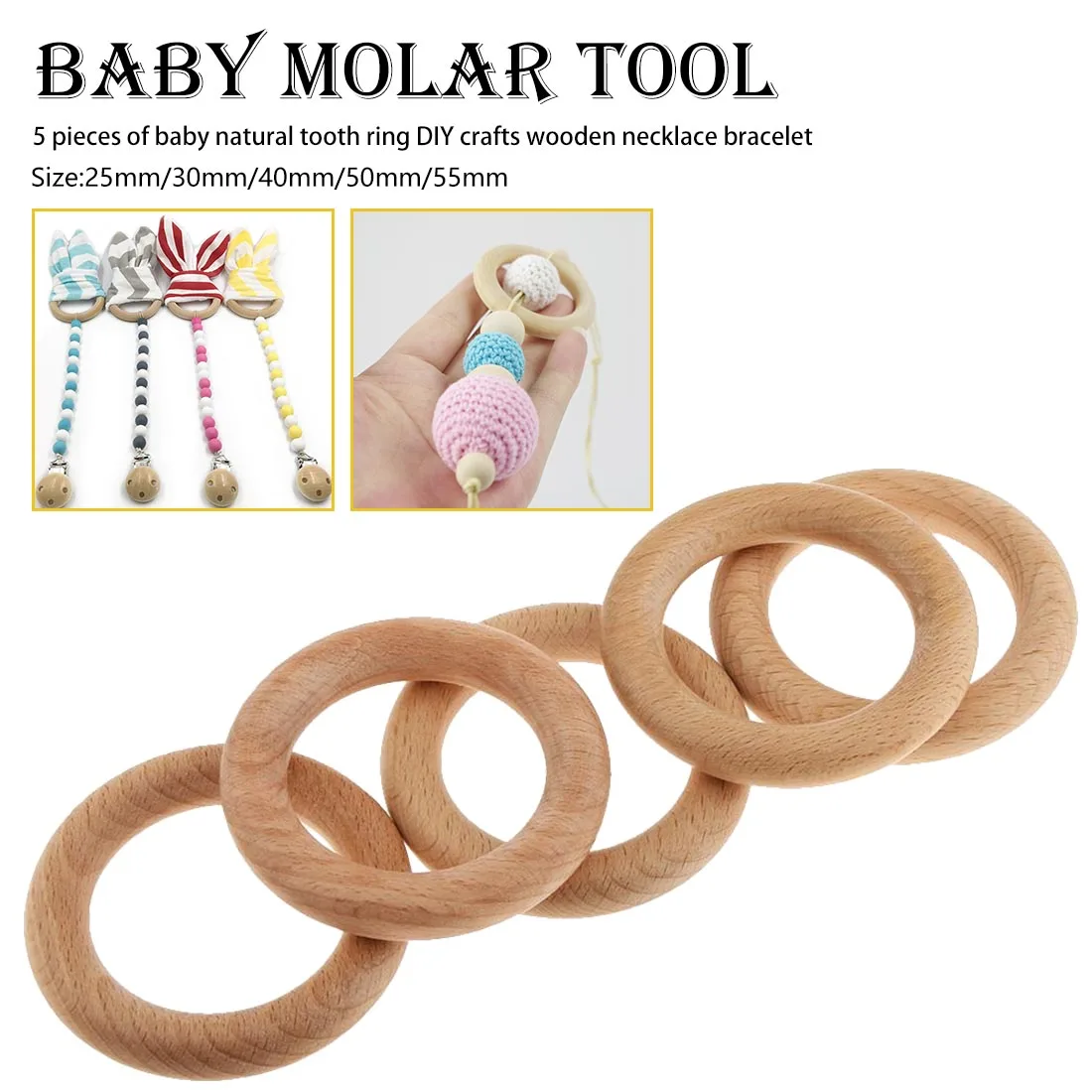 

Baby Teething Ring Teether Safety Wooden Natural Star Sensory Toy Gift