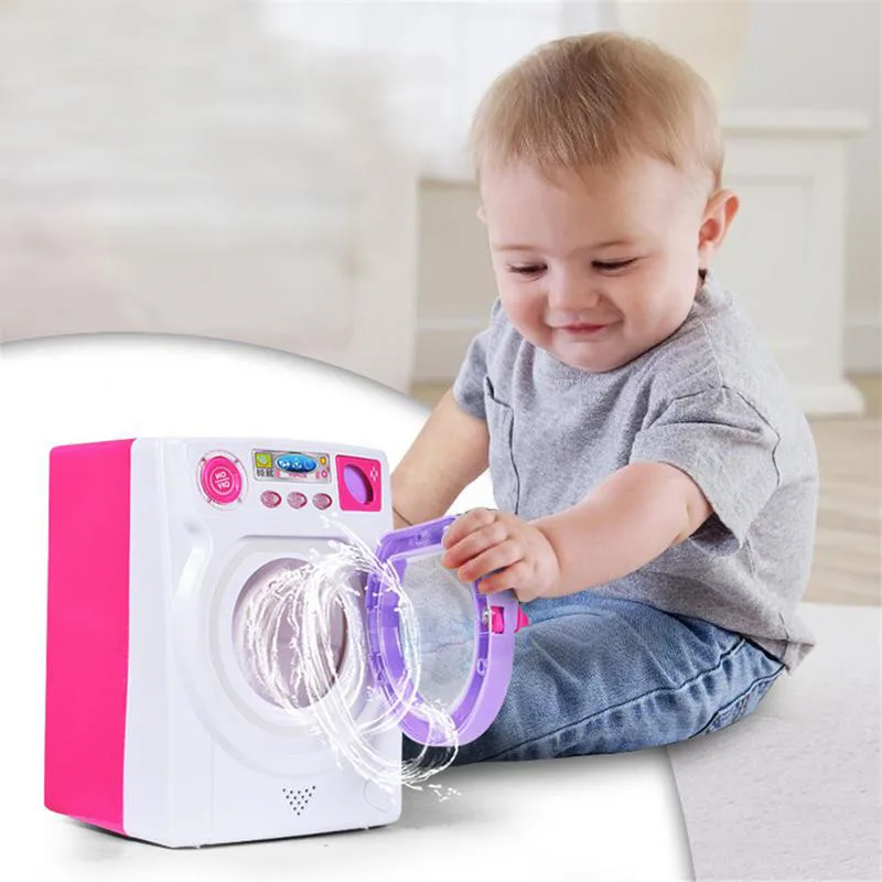 

Mini Multifunction Kids Washing Machine Toy Beauty makeup brush Sponge Washer Cleaning machine toys Housework Pretend Play Toys