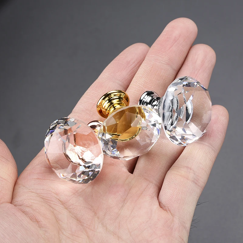 Diamond Shape Crystal Glass Cabinet Knobs and Handles  (9)