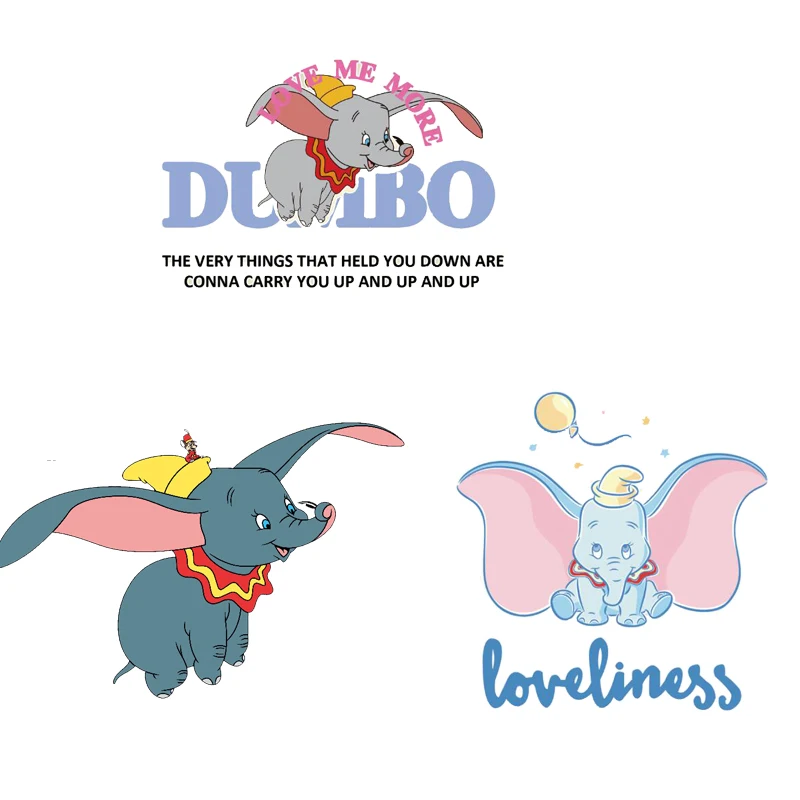 

Iron on Patches Small Cute Animal Dumbo Thermo Transfer for Clothes Stickers Decor Badges Clothing Applications DIY T-shirt E