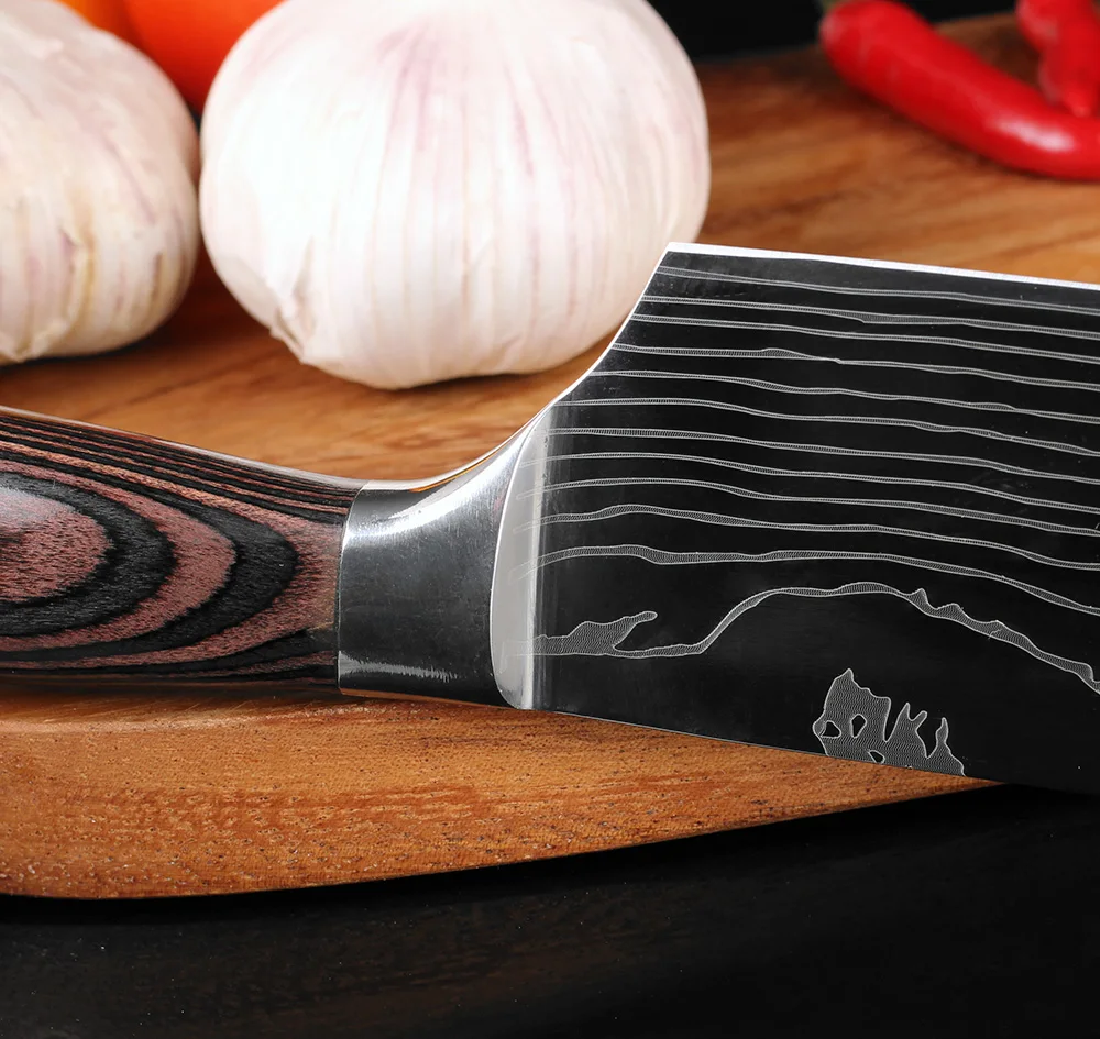 XITUO стиль 7''Japan Santoku нож шеф-повара из нержавеющей стали имитирующий дамасский узор кухонный нож универсальный нож Овощной Нож