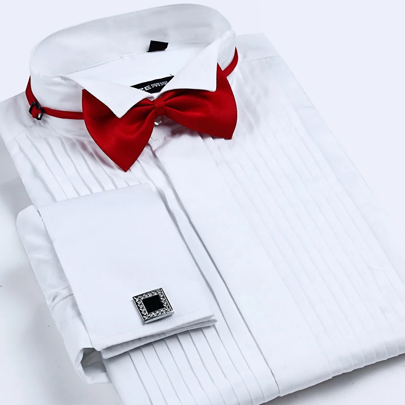 New Mens Quality Wing Collar Dress Shirts White All Sizes