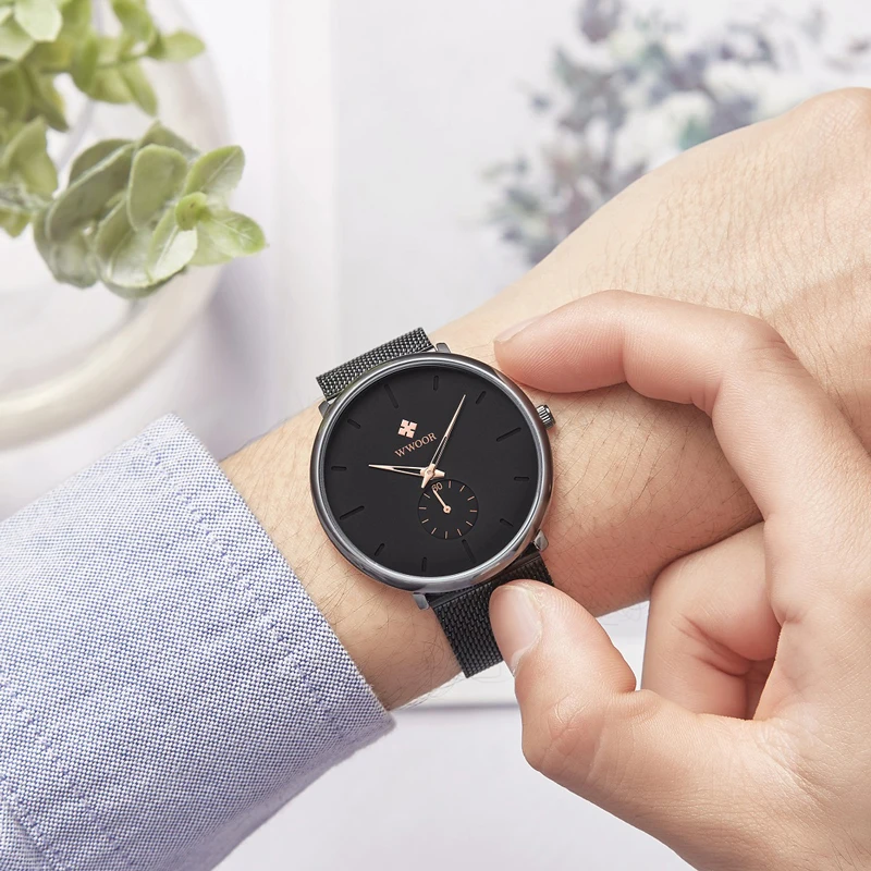 Men Watch 2019 Top Brand Luxury WWOOR Fashion Slim Black Men's Wrist Watches Waterproof Sport Quartz Wristwatch Man Watches 2019 (15)