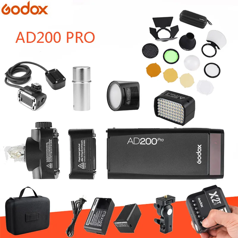 Godox AD200pro 200Ws 2,4G ttl вспышка для камеры sony Nikon Fujifilm Olympus Canon+ AK-R1 X2T AD-L EC200 H200R аксессуары - Цвет: AD200pro