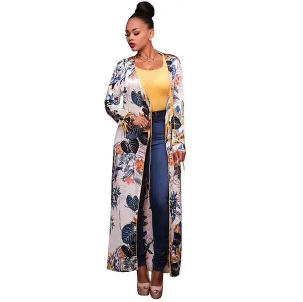 

Ladies Print Long Summer Cardigan Women Kimono Cardigans Spring Long Sleeve Thin Loose Outerwear Cardigan Coat DW241