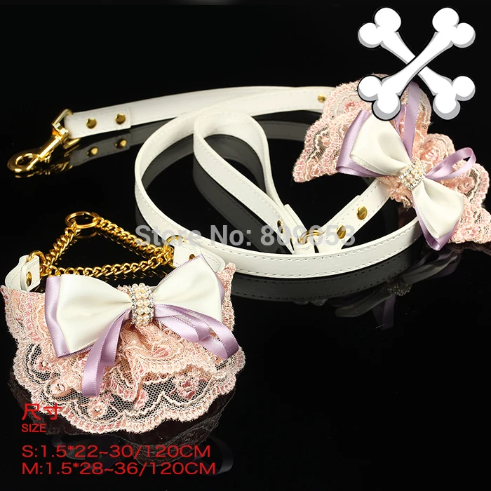 Luxury Pu Pet Collar Leash Set Bling Dog Lead Suit With Big Bowtie S Min Sets from Home