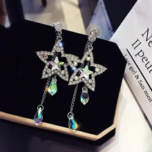 Корейская версия личности дикого прилива яркие женские сережки простой длинный пункт звезда кулон серьги