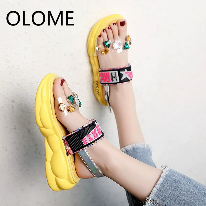 

Sports sandals girl summer 2019 new fashion pine cake thick bottom raised Rome women sandals