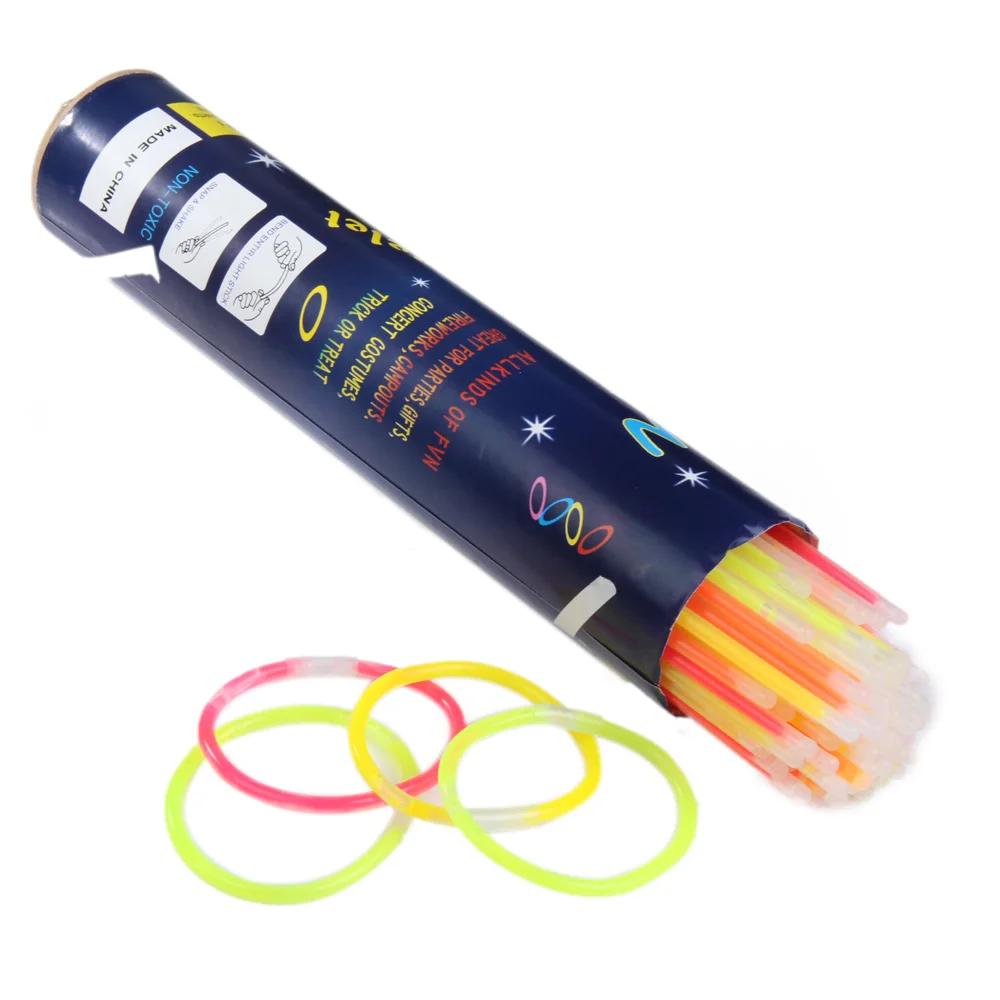 100 pcs Multi color Glow Stick светится в темноте Браслет вечерние вечеринка Хэллоуин люминесцентные светящиеся игрушки с прямыми разъемами