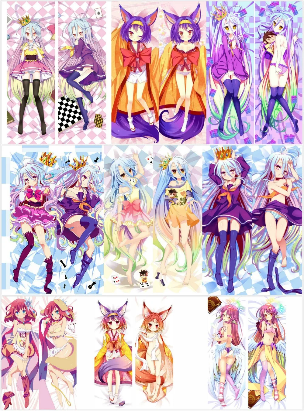 

Japan Anime NO GAME NO LIFE Shiro Otaku Dakimakura Pillow Case Hugging Body 2224