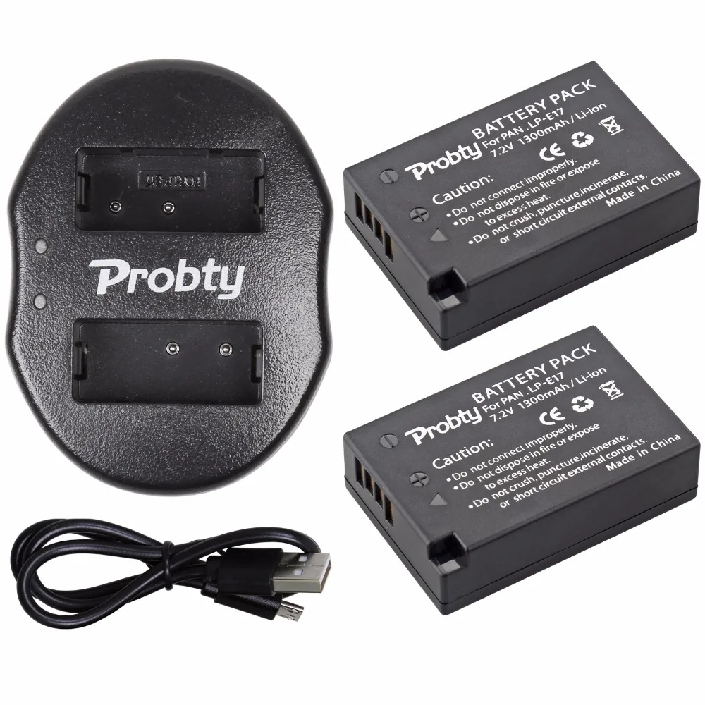 2 шт. Probty LP E17 батарея + двойное зарядное устройство для Canon EOS M3 M5 M6 Rebel T6i T6s T7i 750D 760D